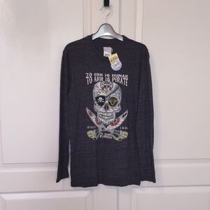 The Duck Company Pirate Sugar Skull Long Sleeve Tee Florida NWT
